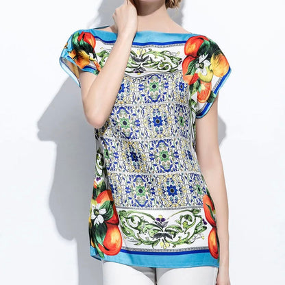 Orange Maiolica Satin Top by Dolce Vita Chic