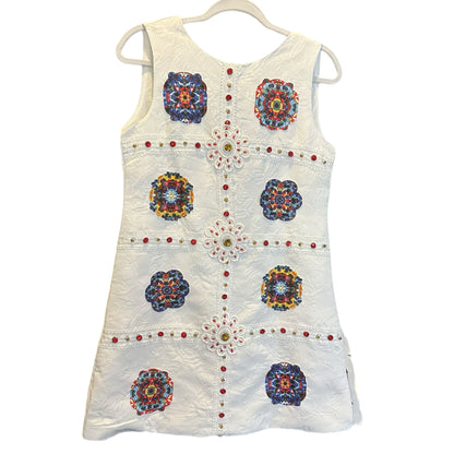 White Maiolica Patch Shift Dress