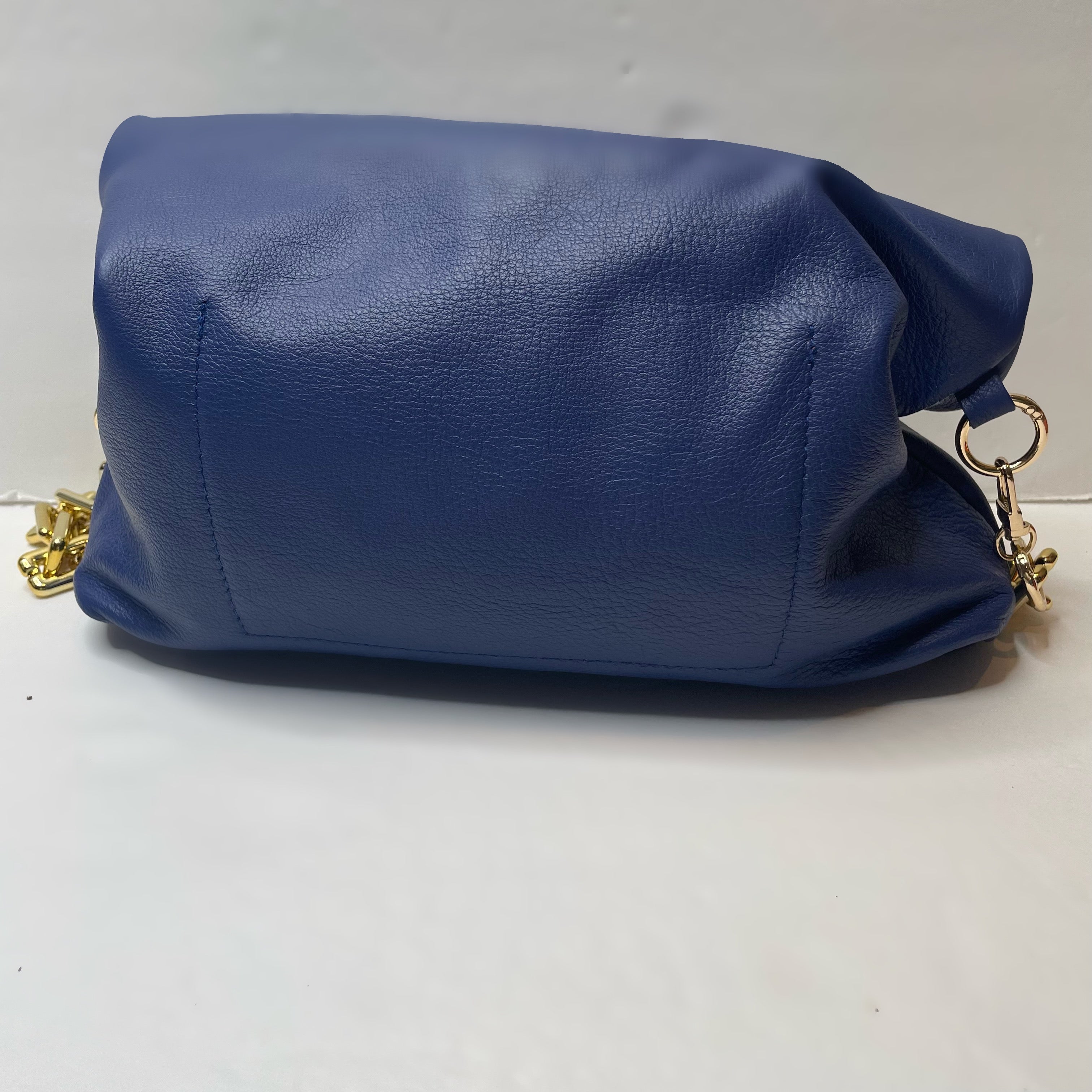 Gold Trinacria Blu Leather Handbag