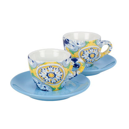 Mokavit "Taormina" Coffee Gift Box - 3 Cup Pot + 2 Sets of Cups