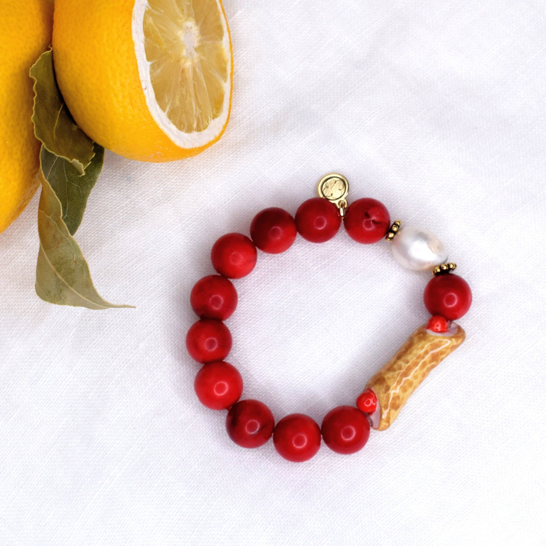 Red Coral with Hanpainted Cannoli - Oriana Lamarca LLC