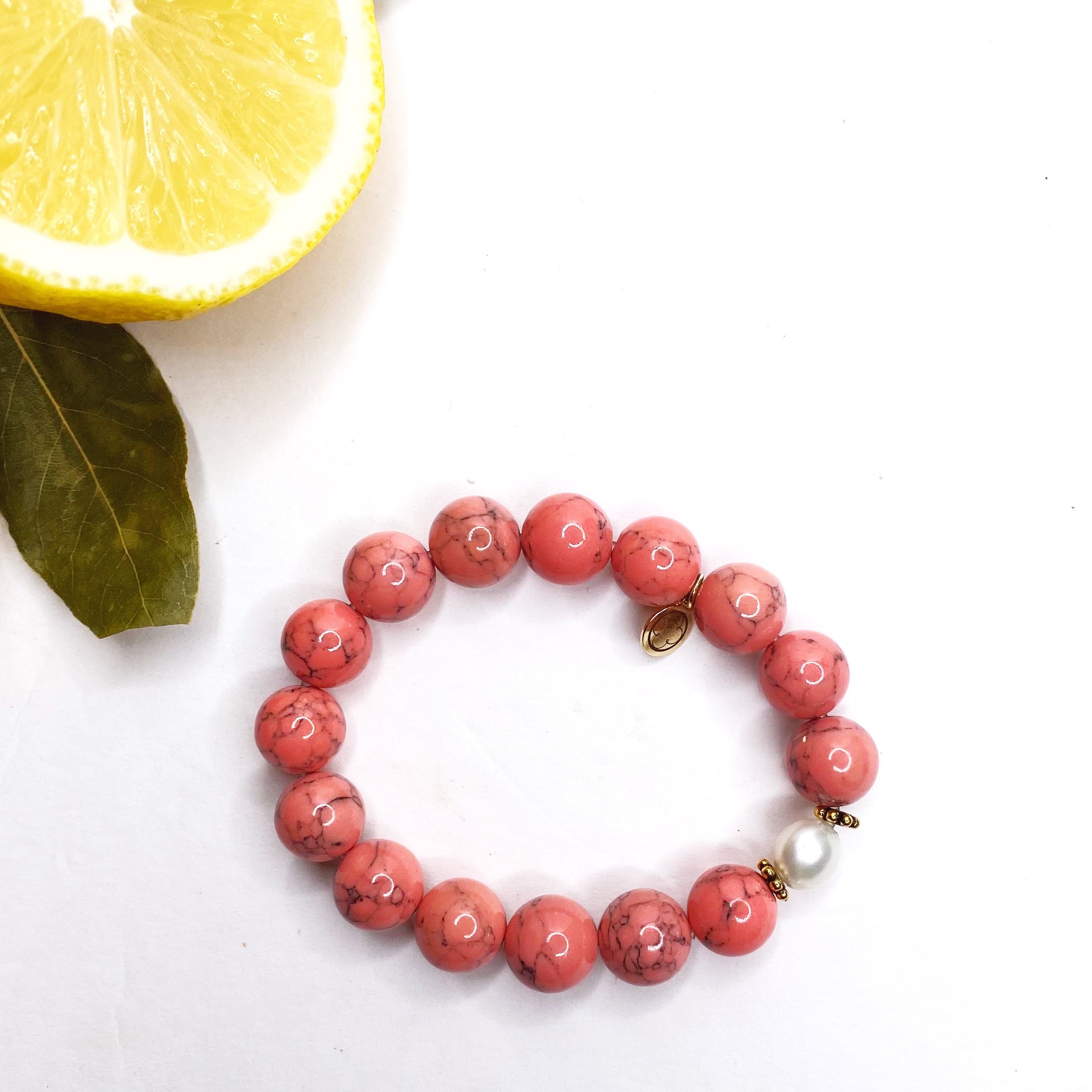 Coral Pink Howlite with Freshwater Pearl – My Sicilian Love Affair