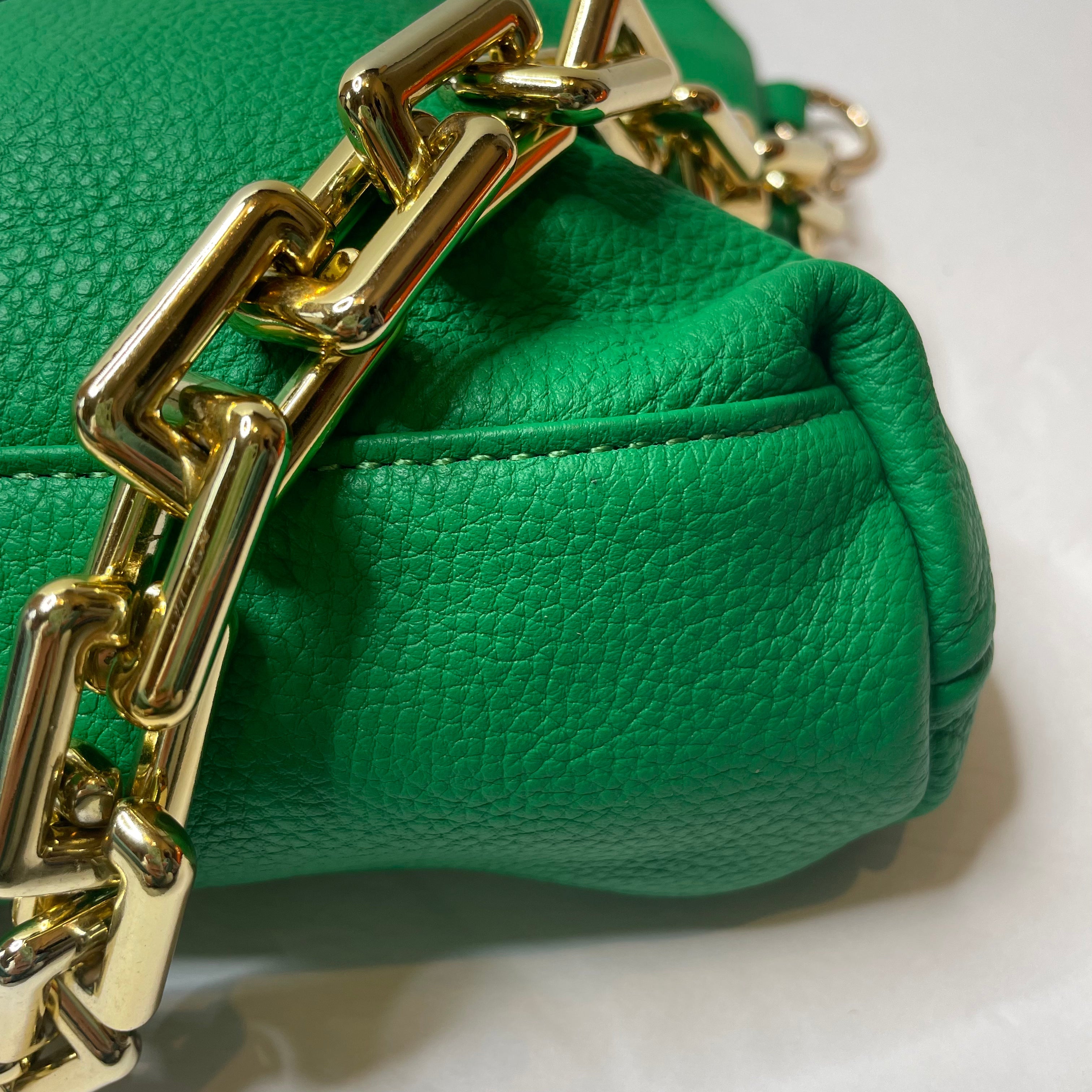 Gold Trinacria  Verde Leather Handbag